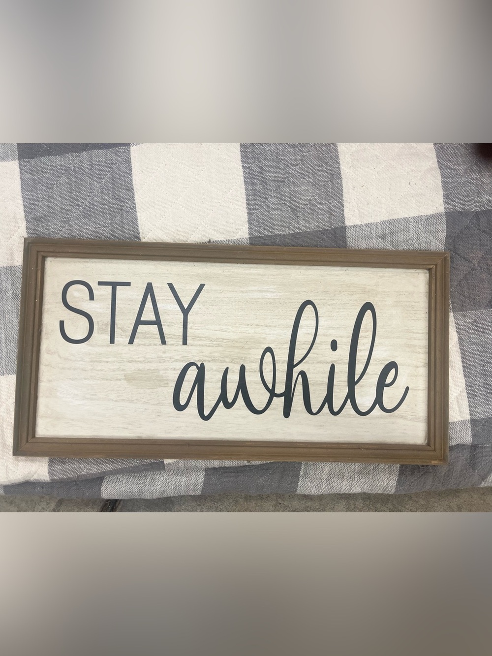 Stay Awhile Framed Wooden Sign